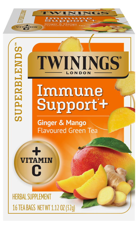 NEW - SUPERBLENDS: Immune Support+, Ginger & Mango Green Tea, 6/16ct, case